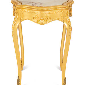 Appraisal: A Louis XV Style Giltwood Side Table with Inset Marble