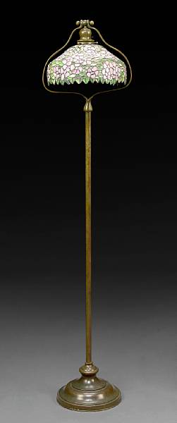 Appraisal: A Handel patinated metal harp form floor lamp with Unique