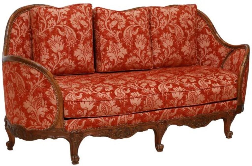 Appraisal: French Louis XV style sofa th c having shaped back