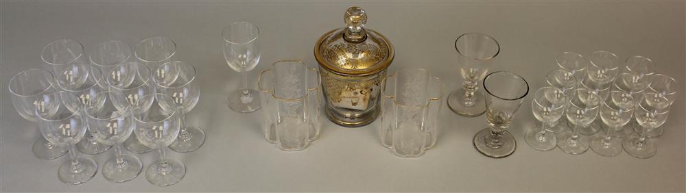 Appraisal: GROUP OF BACCARAT STEMWARE THREE CONTINENTAL GLASS CABINET ARTICLES AND