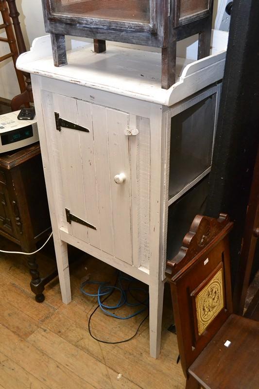 Appraisal: A RUSTIC WHITE PAINTED MEAT SAFE A RUSTIC WHITE PAINTED