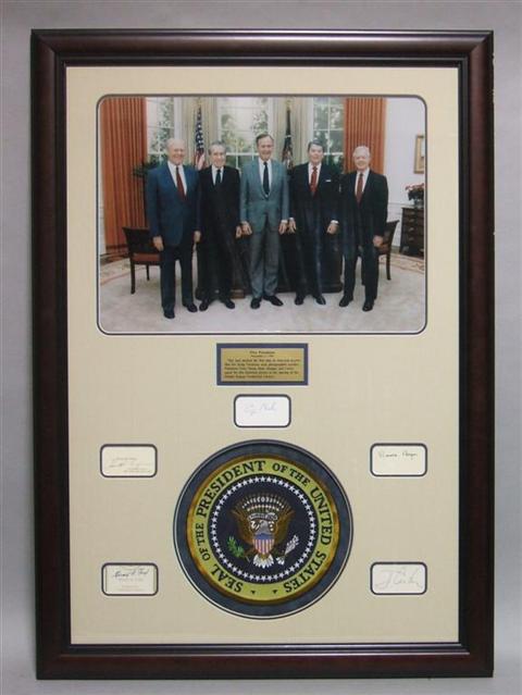 Appraisal: FIVE PRESIDENTS - NOVEMBER x in Framed photograph of G