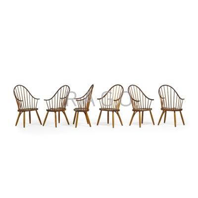 Appraisal: THOMAS MOSER Set of six Continuous Arm Chairs New Gloucester