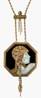 Appraisal: ERTE LIMITED EDITION DECO-STYLE GOLD NECKLACE WITH ONYX AND DIAMONDS