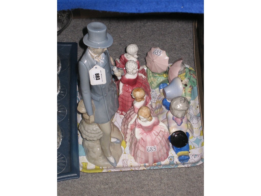 Appraisal: Tray lot of assorted ceramic figures to include four sets