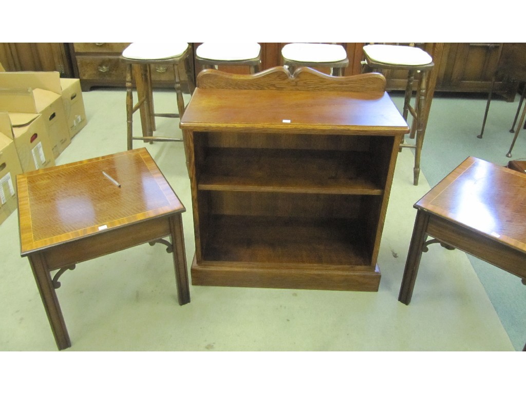 Appraisal: Modern open bookcase and a pair of lamp tables