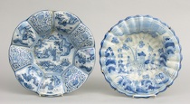 Appraisal: Two Antique Blue White Delft Chargers ca Late th Early