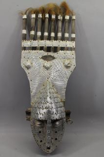 Appraisal: Early th C Tribal Mask- Ghana With reticulated mixed metal