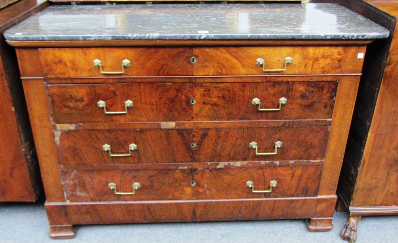 Appraisal: An early th century French commode the marble top over