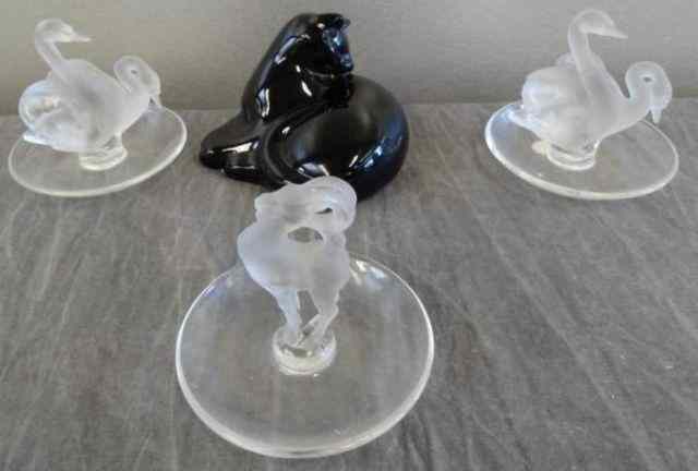 Appraisal: Three Lalique France One Baccarat Glass Items Signed Lalique France