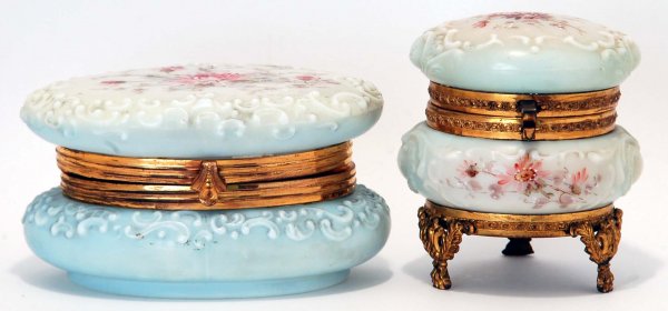 Appraisal: Two Wavecrest dresser boxes One - x oval with scrolling