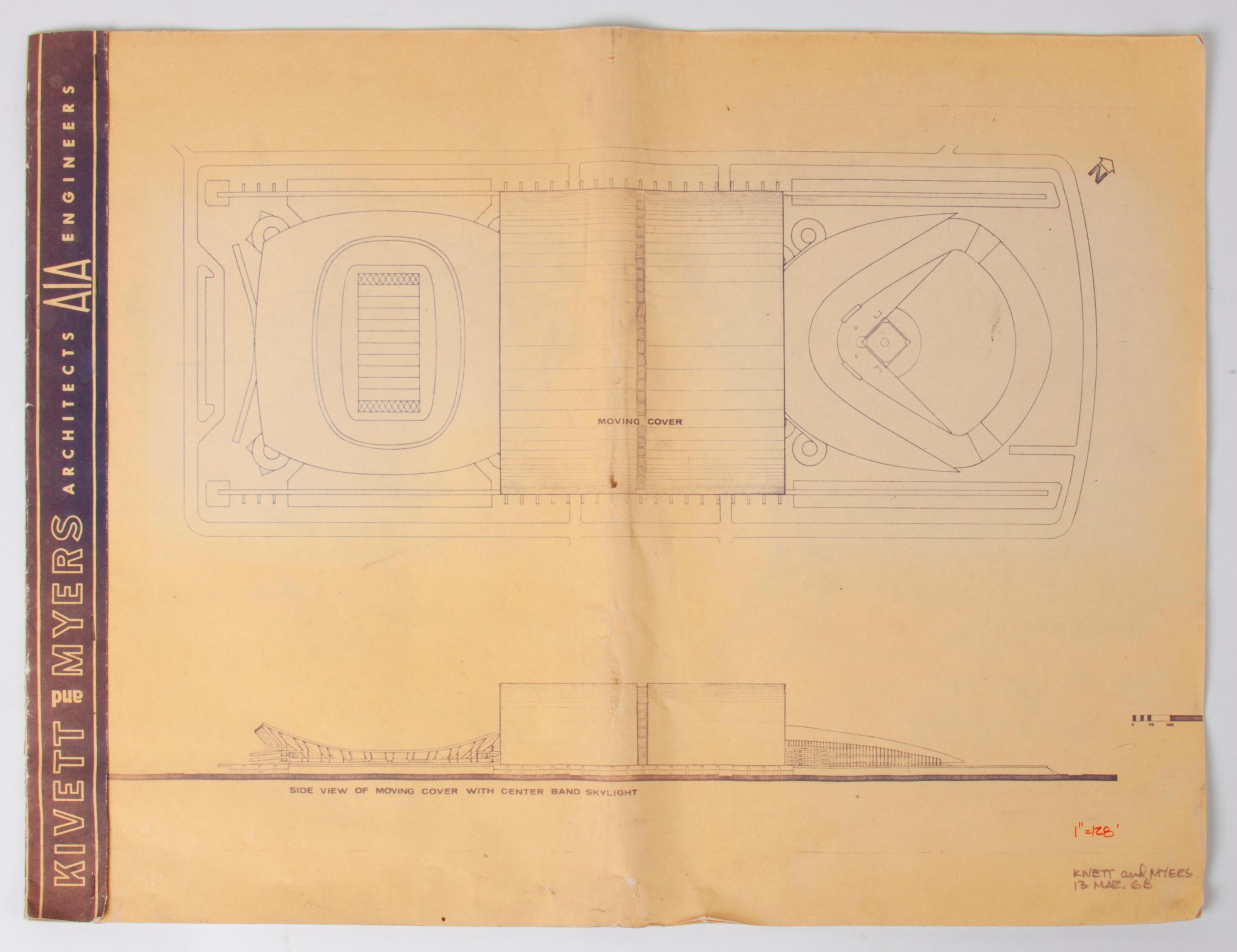 Appraisal: KAUFFMAN STADIUM BLUEPRINTS WITH ROLLING ROOF architectural blueprints for the