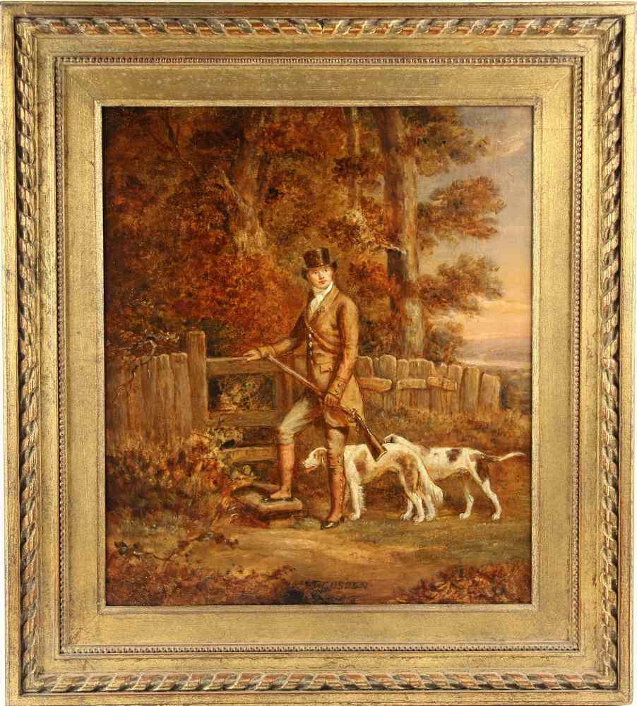 Appraisal: OOC - Young Hunter with His Dogs Pausing at a