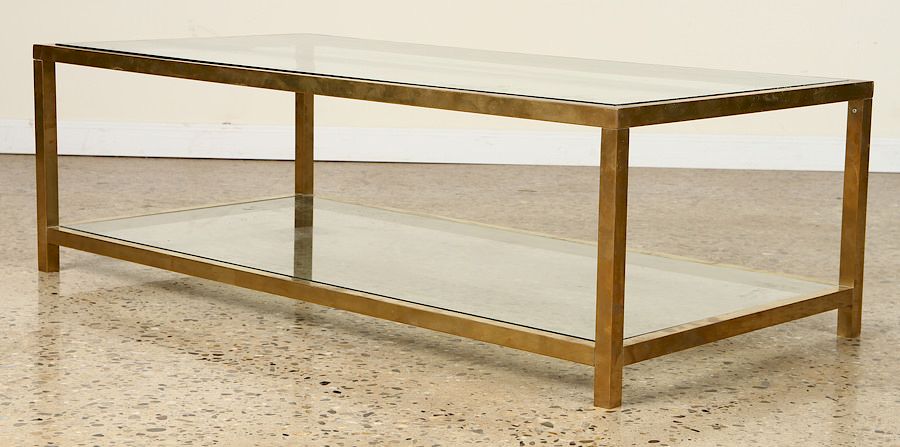 Appraisal: TWO TIER BRONZE GLASS COFFEE TABLE C A two tier