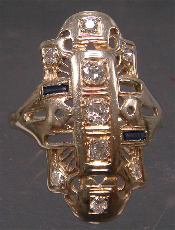 Appraisal: K WG Art Deco Diamond Ring Rectangular type form with