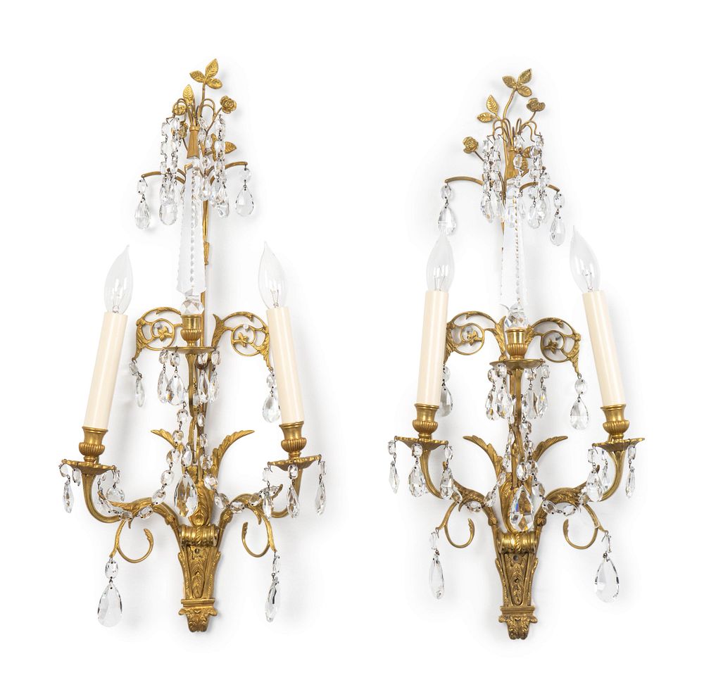 Appraisal: A Set of Four Neoclassical Style Gilt-Bronze and Cut-Glass Appliques