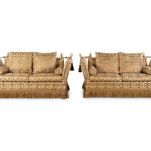 Appraisal: A Pair of Upholstered Knole Sofas th Century Height x