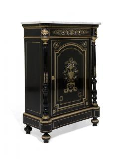 Appraisal: A NAPOLEON III EBONIZED AND INLAID MARBLE TOP PIER CABINET