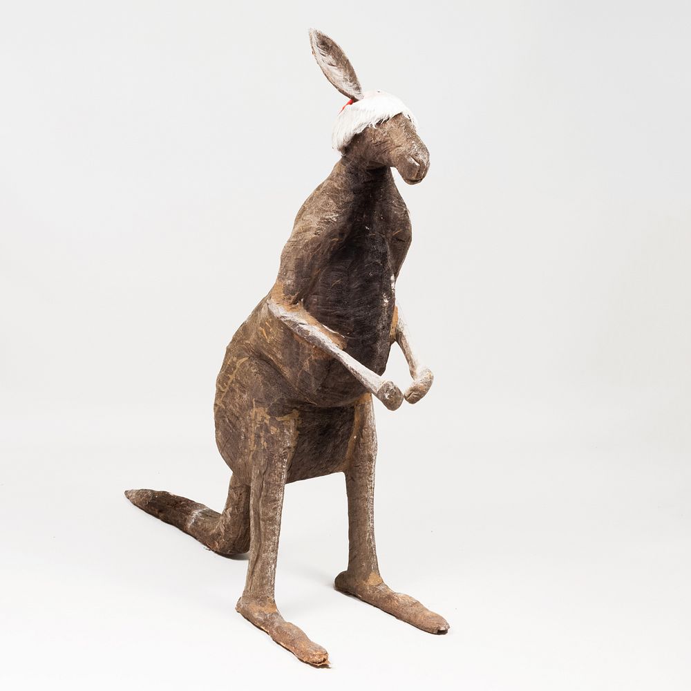 Appraisal: Dan Falt Kangaroo Wood and synthetic fabric unsigned x x