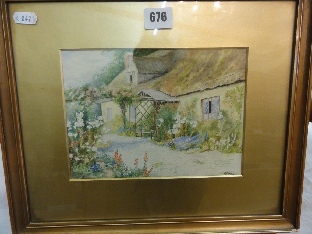 Appraisal: An early th century watercolour of a thatched cottage with