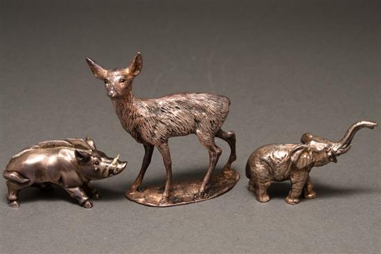 Appraisal: Three silver animal figures all unmarked boar - with inset