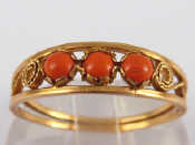 Appraisal: A Russian hallmarked standard approx carat gold coral ring size