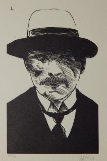 Appraisal: Leonard Baskin wood engraving Leonard Baskin American - - ''George