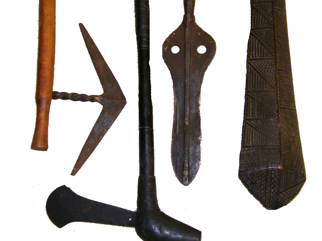 Appraisal: Collection of five African tribal weapons to include two spears