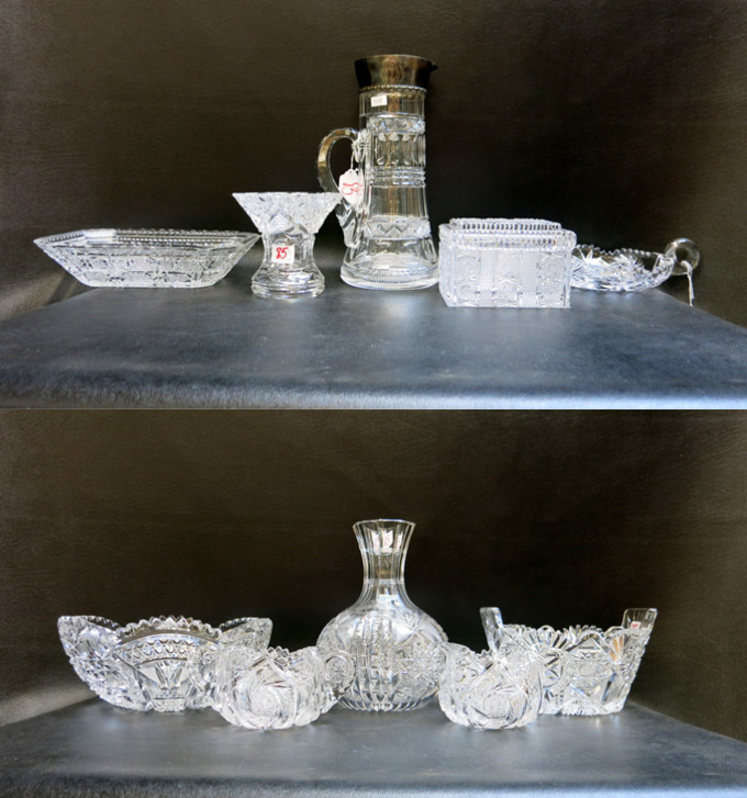 Appraisal: TEN CUT CRYSTAL TABLEWARE PIECES mostly American Brilliant Period round