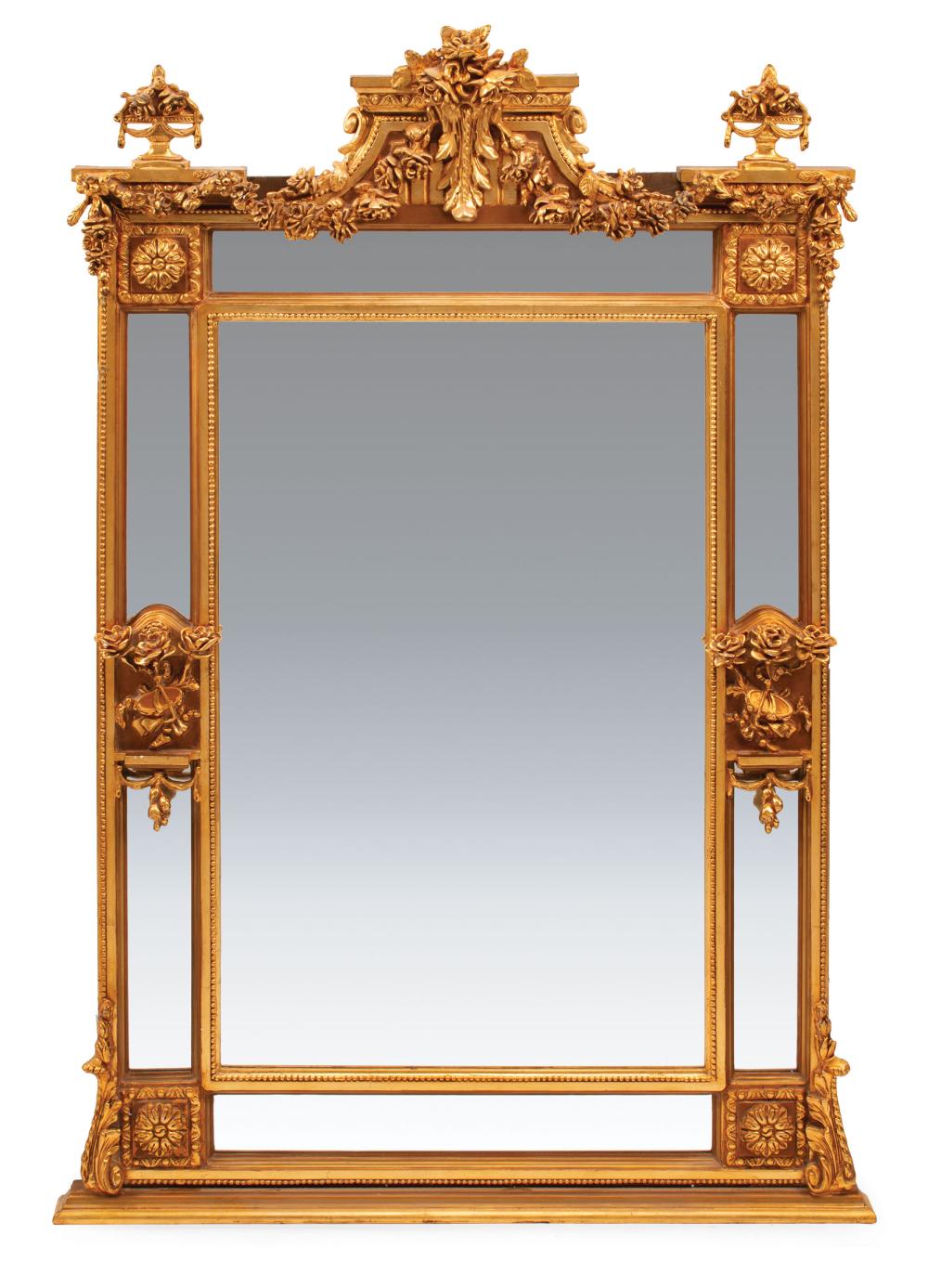 Appraisal: Pair of Large Louis XVI-Style Carved and Gilt Mirrors found