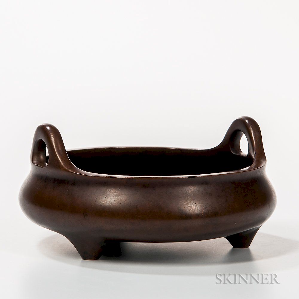 Appraisal: Bronze Censer Bronze Censer China Ming dynasty style compressed globular