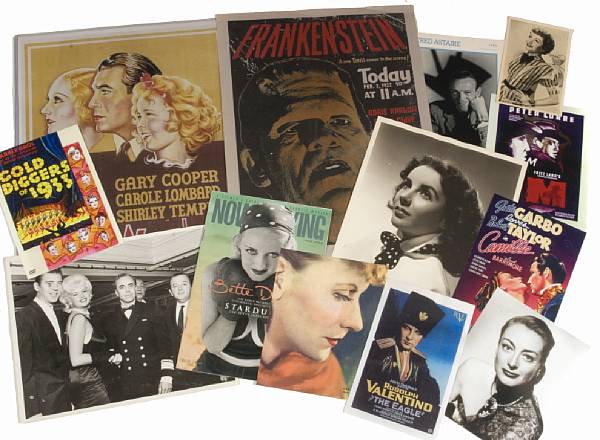 Appraisal: A group of miscellaneous movie memorabilia s- s A random