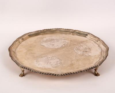 Appraisal: A large Edwardian silver salver Barnard London with gadrooned wavy