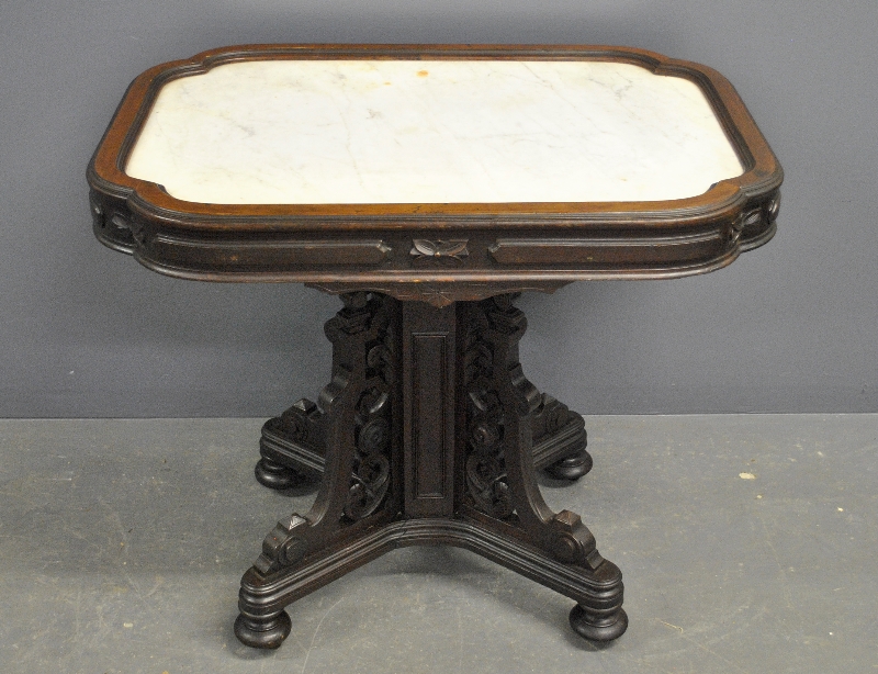 Appraisal: - Victorian walnut marble top table h x w -