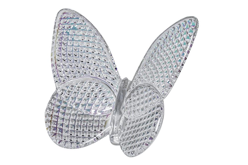 Appraisal: BACCARAT GLASS BUTTERFLYwith iridescent colors in glass stamp to underside