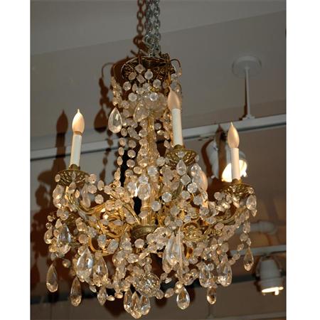 Appraisal: Victorian Rococo Style Gilt-Metal and Cut Glass Six-Light Chandelier Estimate