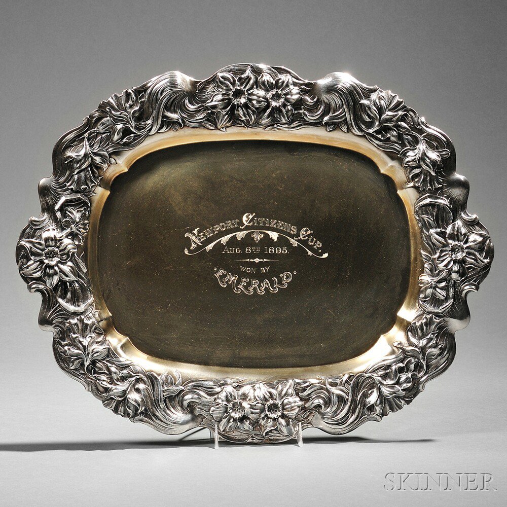 Appraisal: George Shiebler Co Sterling Silver Trophy Tray New York late