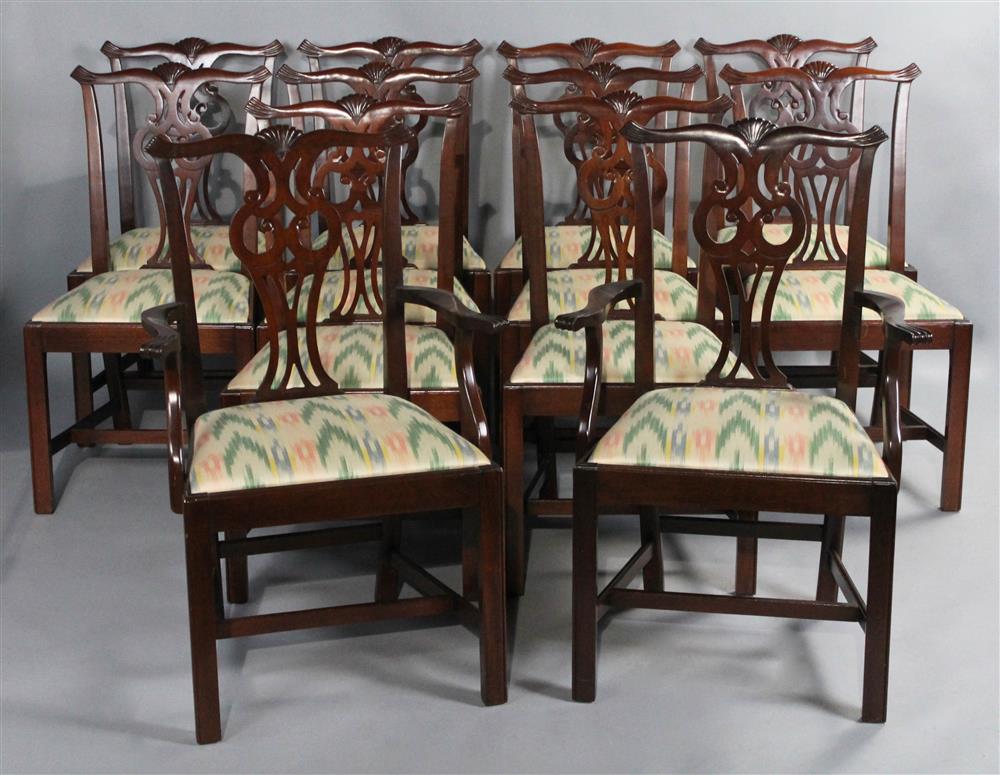 Appraisal: SET OF TWELVE CHIPPENDALE STYLE MAHOGANY DINING CHAIRS INCLUDING TWO