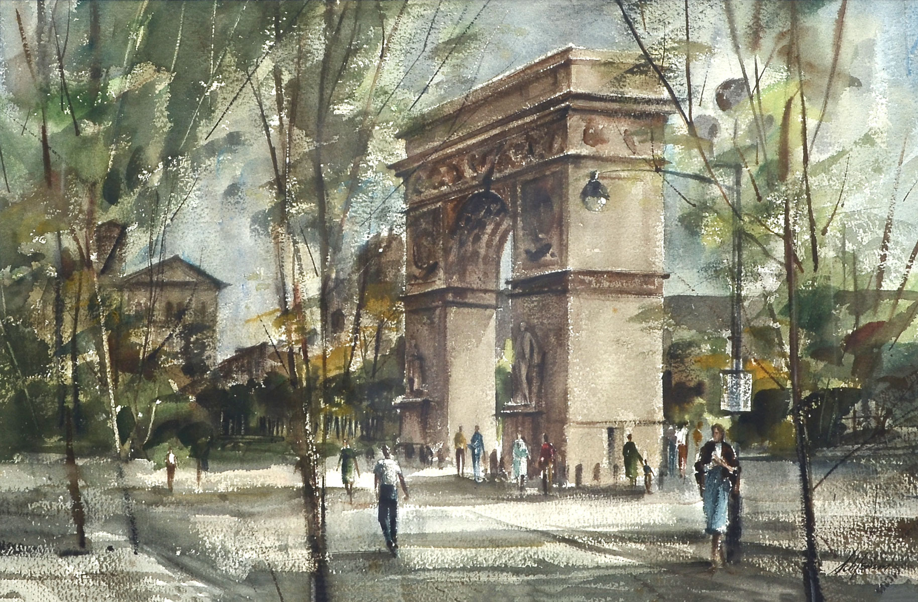 Appraisal: SCHLEMM Betty American Washington Square Park New York City Watercolor