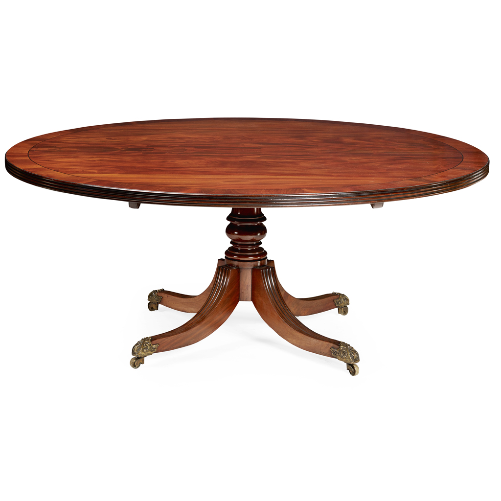 Appraisal: REGENCY MAHOGANY PEDESTAL DINING TABLE EARLY TH CENTURY the circular