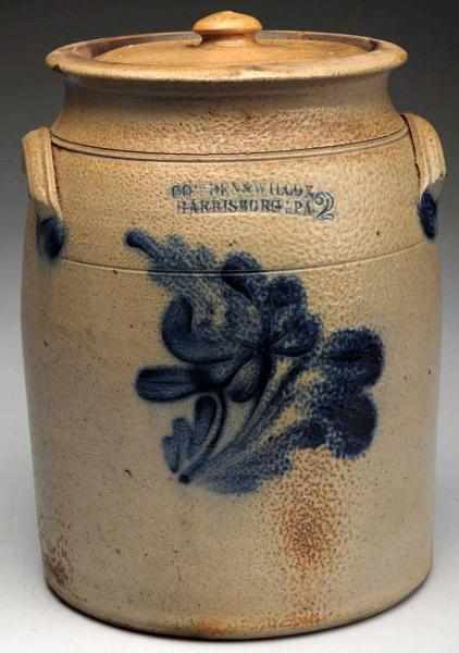 Appraisal: Signed Cowden Wilcox -Gallon Stoneware Crock Harrisburg PA Double-handled Original