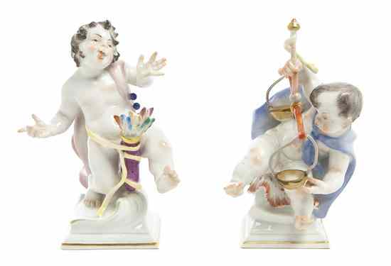 Appraisal: Two Meissen Porcelain Zodiac Figures modeled by Thein the first