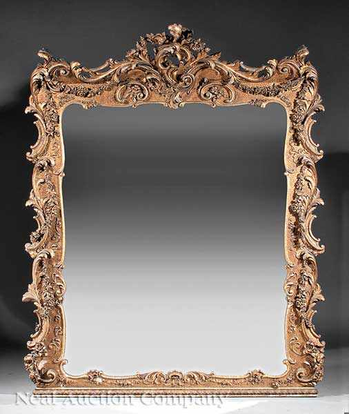 Appraisal: A Good American Rococo Carved and Gilded Overmantel Mirror mid-