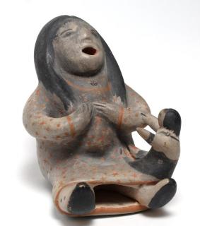 Appraisal: Cochiti Pueblo Native American Maternity Sculpture Woman and small child