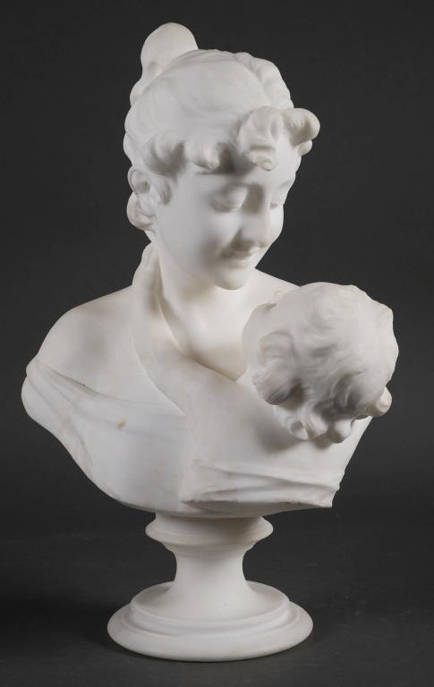 Appraisal: Two-piece vintage sculpture of mother and child signed under child's