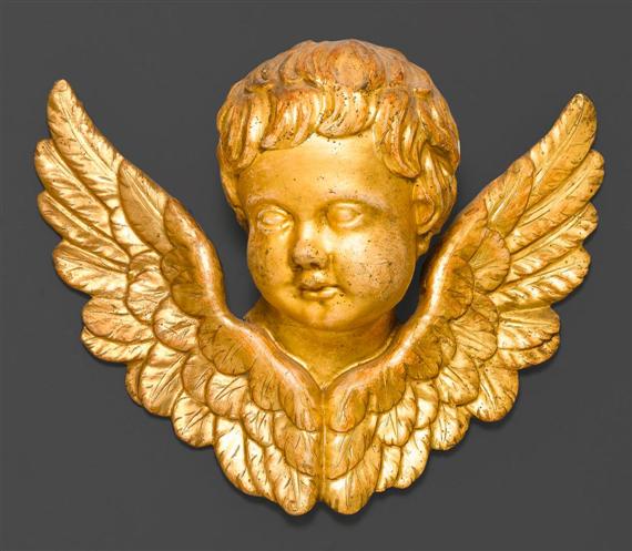 Appraisal: PAIR OF WINGED ANGEL'S HEADS late Baroque Italy end of