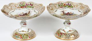 Appraisal: DRESDEN GERMAN PORCELAIN COMPOTES PAIR DRESDEN GERMAN PORCELAIN COMPOTES PAIR