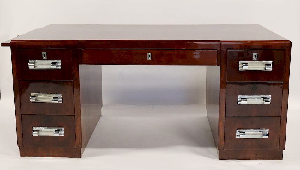 Appraisal: Fine Quality Continental Art Deco Desk From a Great Neck