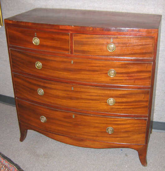 Appraisal: ENGLISH TH CENTURY MAHOGANY BOW FRONT CHEST Plain top over