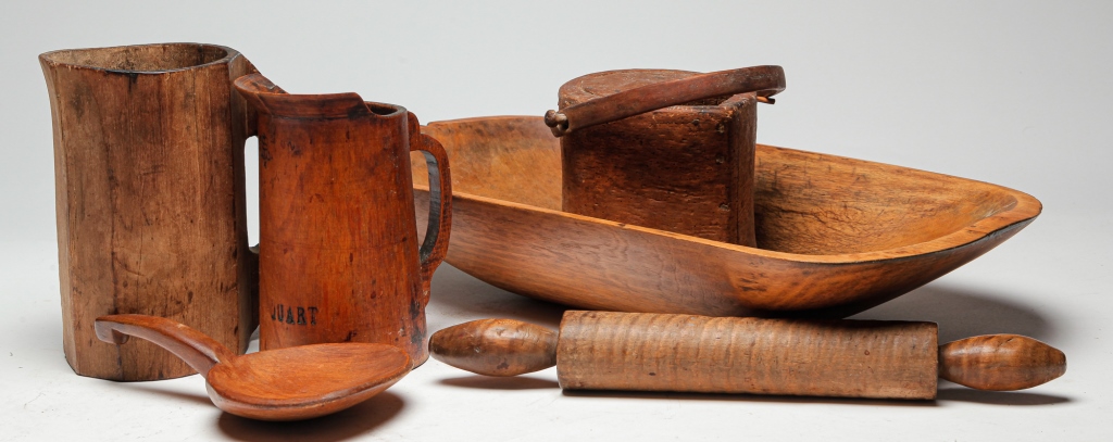 Appraisal: SIX PIECES OF KITCHEN WOODENWARE American Canadian European nd half